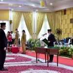 Gubernur Sumatera Utara (Sumut) Edy Rahmayadi didampingi Wakil Gubernur Sumut, MUsa Rajekshah menghadiri sekaligus melantikan Direktur Utama PT. Pembangunan Prasarana Sumatera Utara (PPSU) dan Dewan Direksi Perusahaan Daerah Air Minum (PDAM) Tirtanadi di Aula Tengku Rizal Nurdin, Rumah Dinas Gubernur Sumut, Jalan Jenderal Sudirman Nomor 41, Medan, Senin (27/12?2021).