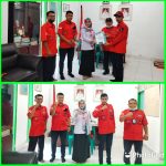 Ketua PAC Pemuda Batak Bersatu Juliaman Petrus Sihotang menyerahkan SK pengurus ke Camat Bintang Bayu Fitrianti saat melakukan audensi,Rabu (8/12/2021) di ruang kerja camat.