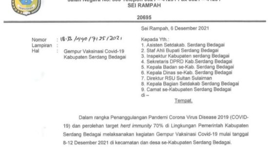 Surat Edaran Sekdakab Sergai yang menjadi pembahasan sejumlah kalangan.