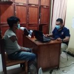 Pelaku ranmor saat di periksa di Mapolsek Kotarih.