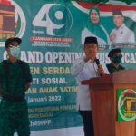 Sekretariat Umum DPW PPP Sumatera Utara, Usman Effendi Sitorus, S.Ag,M.SP memberikan orasi di Harlah PPP ke - 49 di Kantor PPP Sei Rampah,Rabu (5/1/2022).