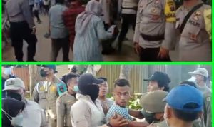 Aksi bentrok personil Satpol PP dengan sejumlah pedangang Pekan Lelo yang bersikeras menolak direlokasi ke Pasar Rakyat Sei Rampah