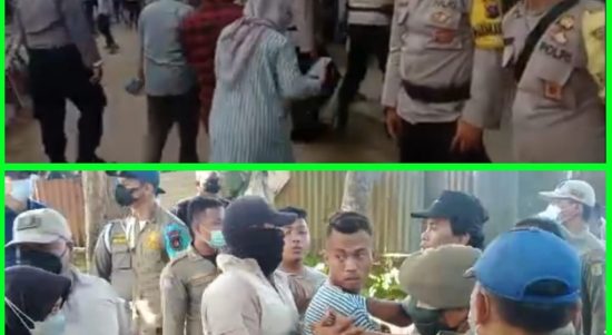 Aksi bentrok personil Satpol PP dengan sejumlah pedangang Pekan Lelo yang bersikeras menolak direlokasi ke Pasar Rakyat Sei Rampah