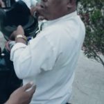 Kepala Desa Sei Sijenggi,Sutarman diatas sepeda motornya tampak emosi saat dikonfirmasi sejumlah wartawan terkait galian C yang diduga ilegal.