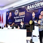 Gubernur Sumut Edy Rahmayadi menghadiri Pembukaan Rapat Koordinasi Wilayah (Rakorwil) Partai Nasdem Provinsi Sumut yang dibuka secara langsung oleh Ketua Umum Partai Nasdem Surya Paloh di Aula Kantor DPW Partai Nasdem Sumut, Jalan HM Yamin, Medan, Kamis (3/3/2022)