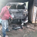 Mobil Fortuner milik karyawan Socfindo yang dibakar orang tidak dikenal.