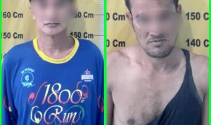 Kedua pelaku terdiri Bandar Sabu (kiri) dan kurir (kanan) diamankan di Satnarkoba Polres Sergai.