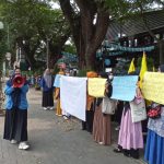 Aksi Long March Kopri PKC Sumut di bawah komando Ketua Kopri PKC Sumut, Rolin Fadilah Hasibuan di Medan.