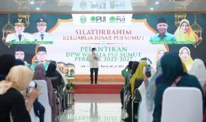 Gubernur Sumatera Utara (Sumut) Edy Rahmayadi hadiri Silaturahim Keluarga Besar Persatuan Ummat Islam (PUI) Sumut dan Pelantikan Pengurus Wanita PUI Sumut di Aula Tengku Rizal Nurdin Jalan Jenderal Sudirman Nomor 41 Medan, Sabtu (4/6).