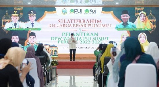 Gubernur Sumatera Utara (Sumut) Edy Rahmayadi hadiri Silaturahim Keluarga Besar Persatuan Ummat Islam (PUI) Sumut dan Pelantikan Pengurus Wanita PUI Sumut di Aula Tengku Rizal Nurdin Jalan Jenderal Sudirman Nomor 41 Medan, Sabtu (4/6).