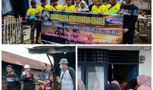 Serikat Media Siber Indonesia (SMSI) Bersama Gobor diabadikan saat menggelar Bakti Sosial pengobatan gratis, (19/6/2022).