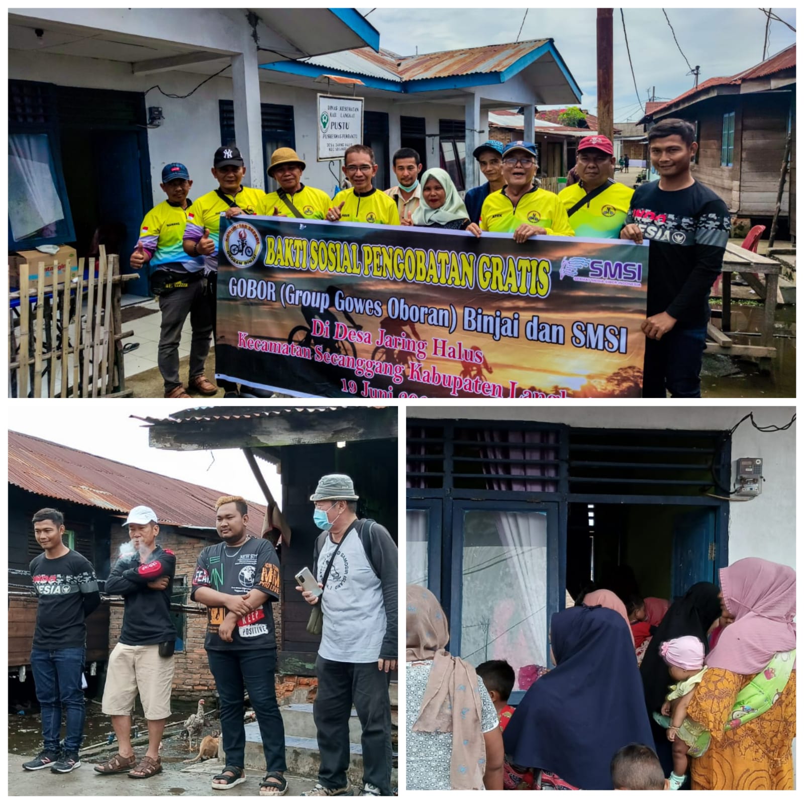 Serikat Media Siber Indonesia (SMSI) Bersama Gobor diabadikan saat menggelar Bakti Sosial pengobatan gratis, (19/6/2022).