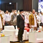 Gubernur Sumatera Utara (Sumut) Edy Rahmayadi menghadiri acara Rapat Koordinasi Cabang (Rakorcab) Dewan Pimpinan Cabang (DPC) Partai Gerakan Indonesia Raya (Gerindra) Kota Medan di Ballroom Hotel Santika Dyandra Medan, Jalan Kapten Maulana Lubis Medan, Sabtu (25/6/2022)