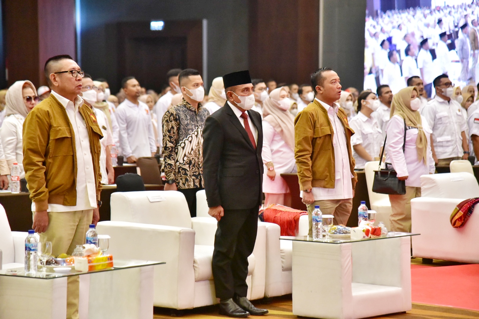 Gubernur Sumatera Utara (Sumut) Edy Rahmayadi menghadiri acara Rapat Koordinasi Cabang (Rakorcab) Dewan Pimpinan Cabang (DPC) Partai Gerakan Indonesia Raya (Gerindra) Kota Medan di Ballroom Hotel Santika Dyandra Medan, Jalan Kapten Maulana Lubis Medan, Sabtu (25/6/2022)