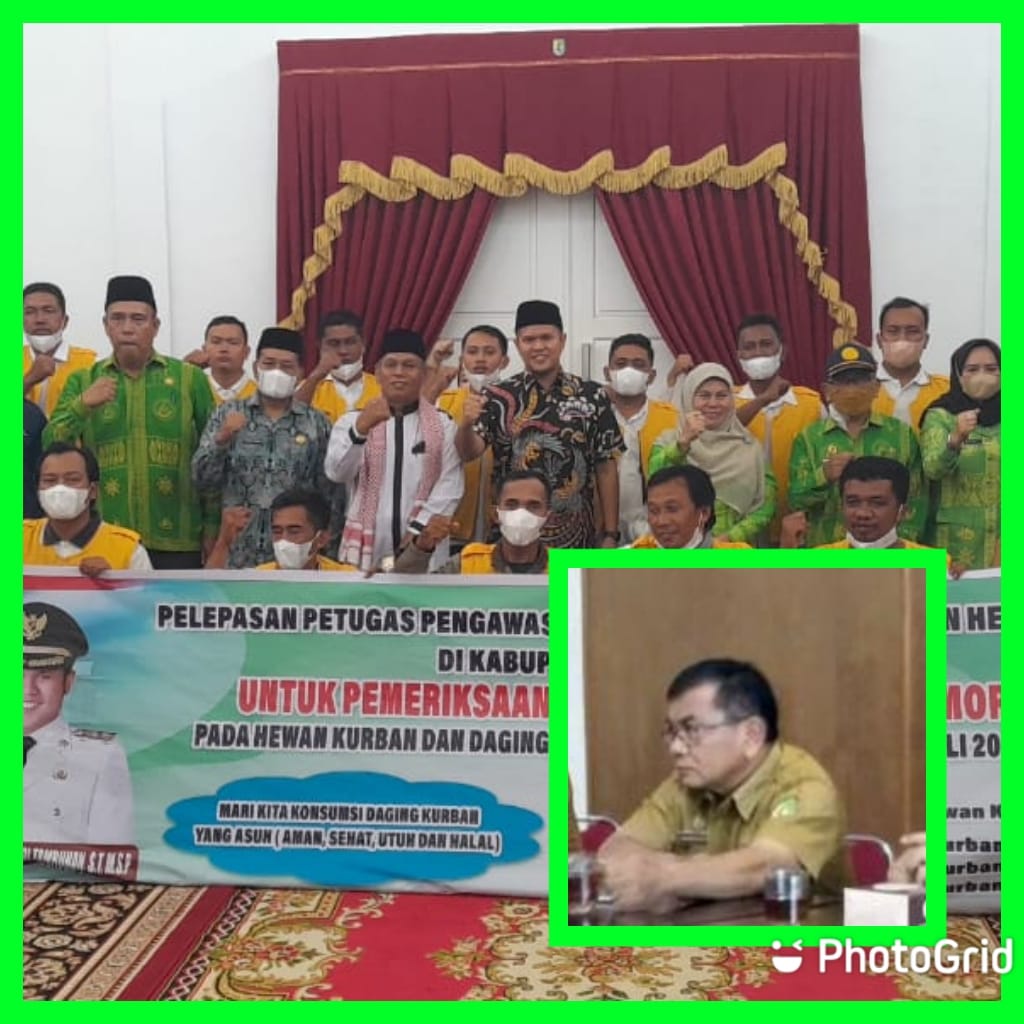 Acara pelepasan Petugas Pengawasan dan Pemeriksa Pemotongan Hewan Kurban.Kepala Dinas Ketahanan Pangan (Ketapang) Sergai drh. Andarias Ginting, M.Si.(Inzet)